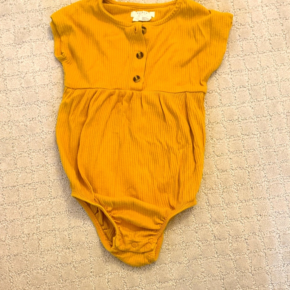 Firsts by Petite Lem Mustard Yellow Baby Onesie